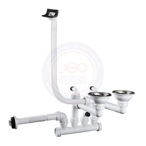 سیفون دولگنه فانتزی کم جا با سرریز فرم دار سینی مهر